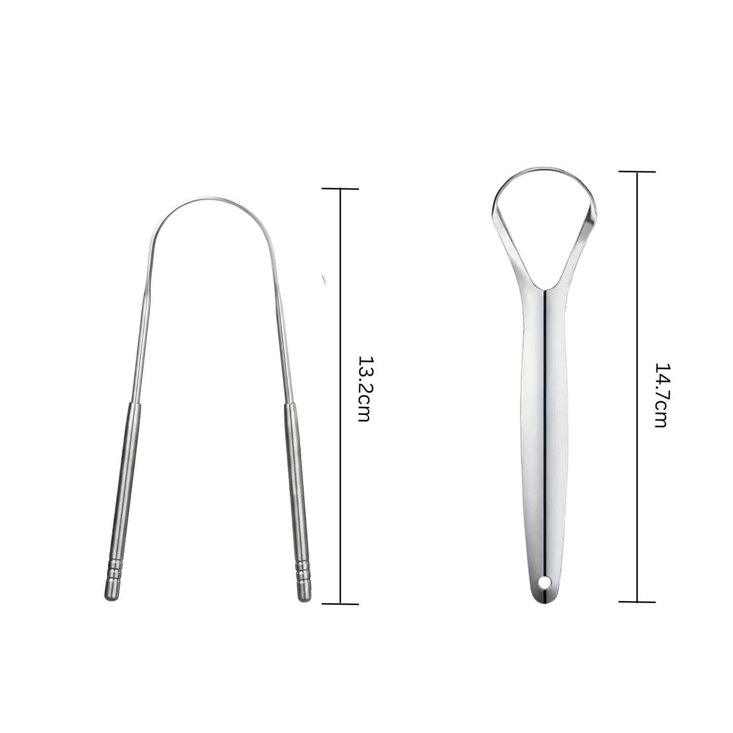 Oraluxe Stainless Steel Tongue Scraper Set — 2pc with Travel Case